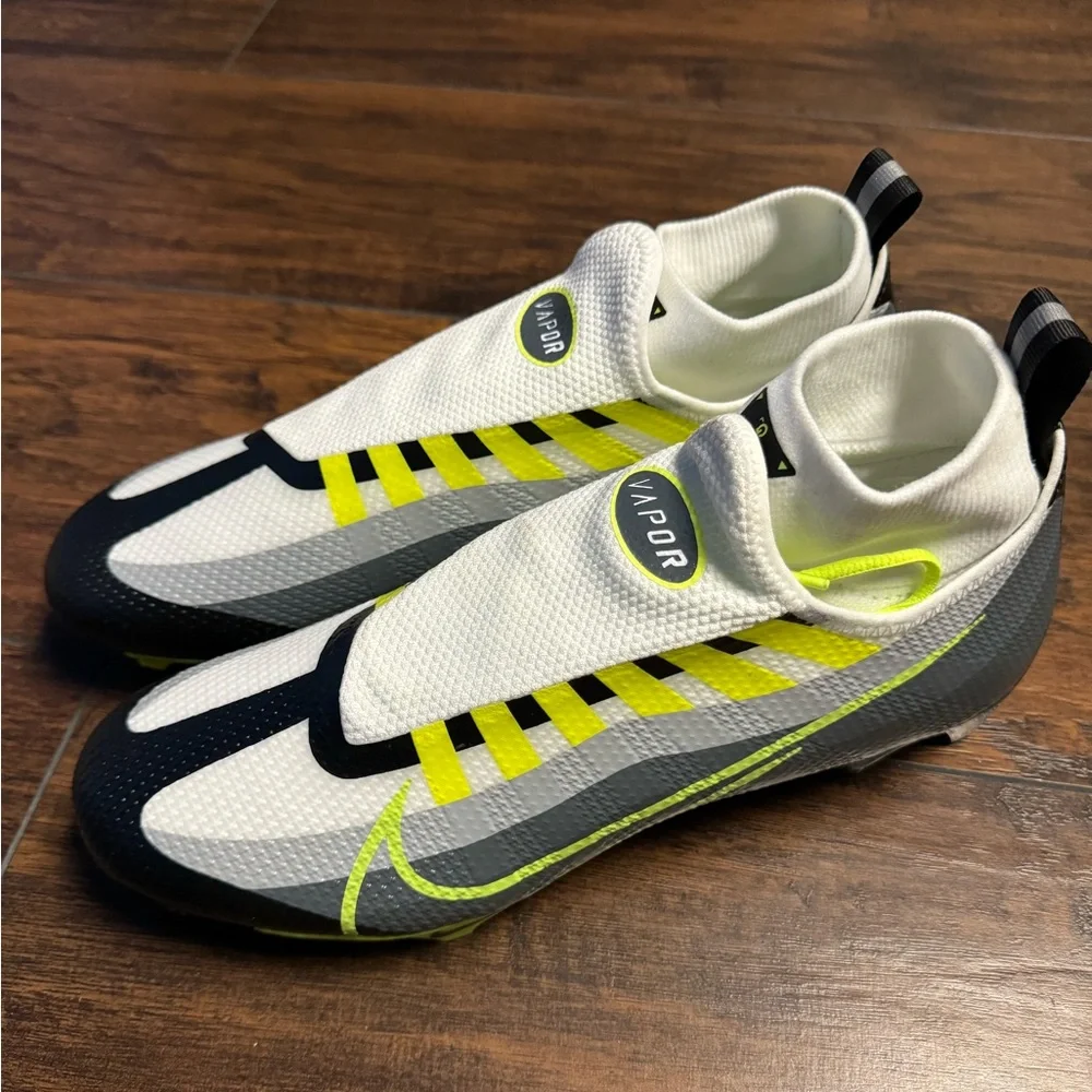 Nike Vapor Edge Pro 360 Ghost Laces Cleats Men Size 9 Neon/Smoke Gray Fast Ship - Picture 3 of 11